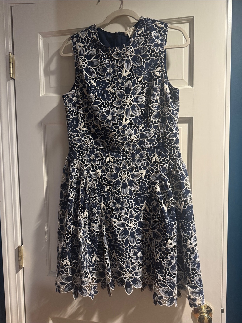 Shoshanna Navy and White Floral Lace Fit-and-Flare Dress size 8